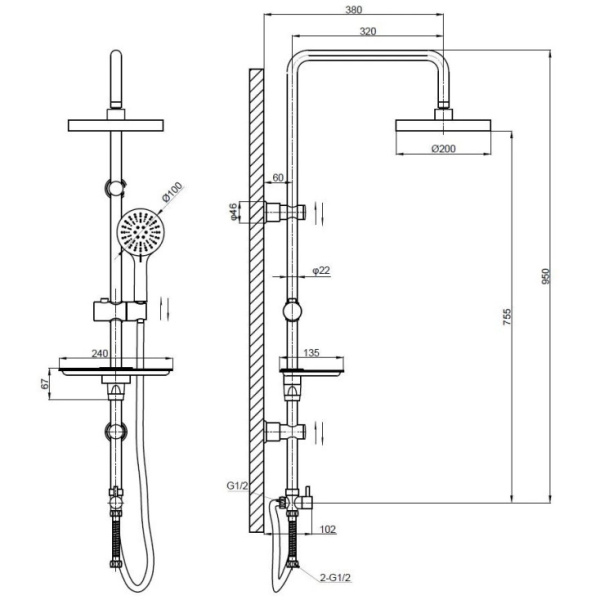 Душевая система Esko ST1010