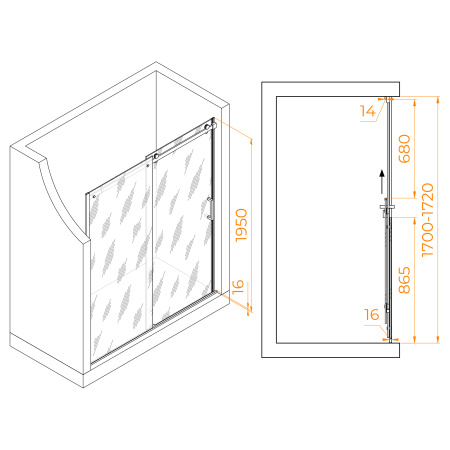 Душевая дверь 170 см RGW Tornado TO-14 02071417-11 прозрачное