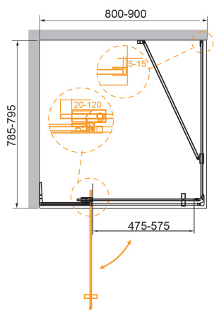Душевой уголок (80х80) CEZARES SLIDER SLIDER-AH-1-80-80/90-BR-BORO