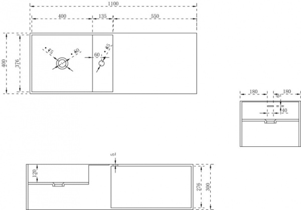 Раковина из искусственного камня NT Bathroom Modena RIGHT NT505