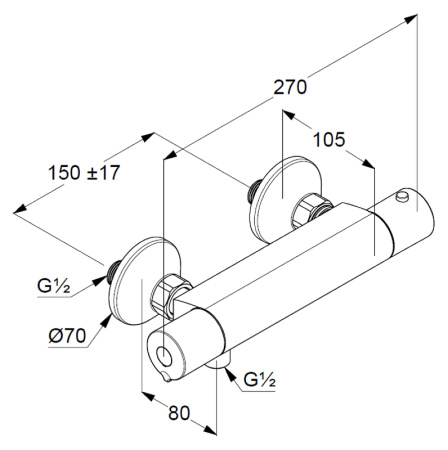 Термостат для душа KLUDI Basic 350020538, латунь, хром, настенное крепление
