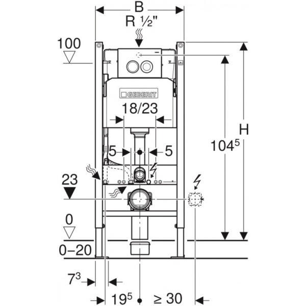 Комплект унитаз с инсталляцией Geberit Renova 500.124.TC.R