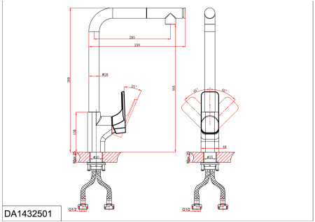 Смеситель для кухни с выдвижной лейкой Berlin.Freie D&K (DA1432501)