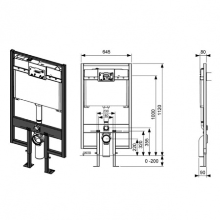 Инсталляция застенный модуль со смывным бачком TECE 9300040
