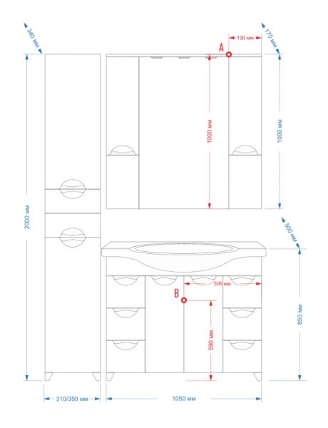 Зеркало-шкаф (101х100) Misty Орхидея 105 П-Жас02105-011Св