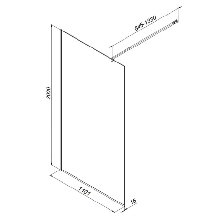 Душевая перегородка 110 см Am.Pm Func W84WI-110-F1-BTE черный