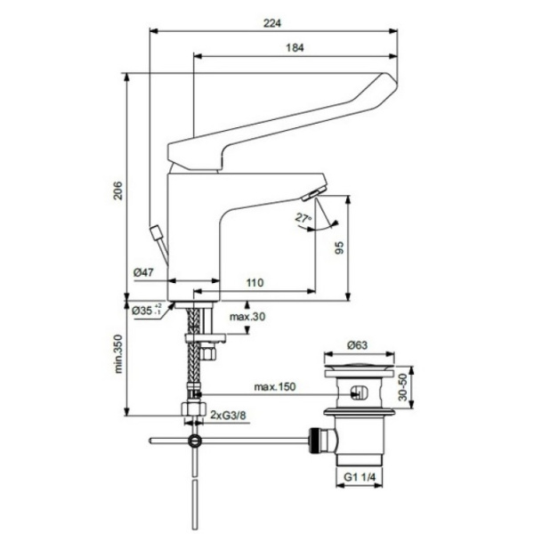 Смеситель для раковины Ideal Standard Base B5114AA, хром