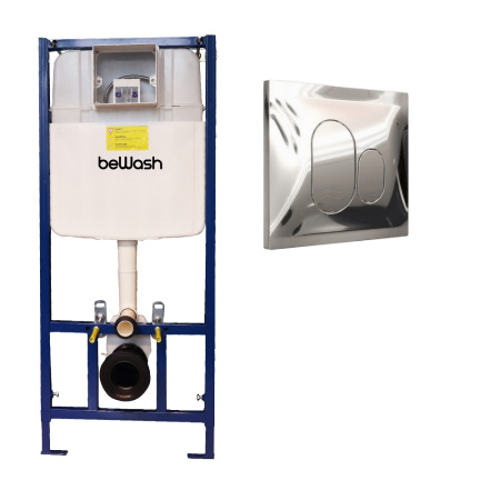 Комплект Инсталляция beWash для подвесного унитаза BW74 с кнопкой смыва Ocean P01SC, хром глянец  K500RZVP0100PK000000