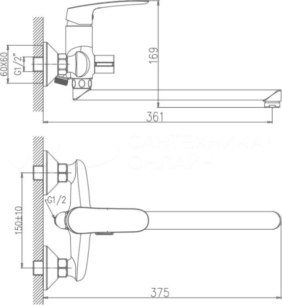 Смеситель для ванны Haiba HB22183 Смеситель для ванны Haiba HB22183