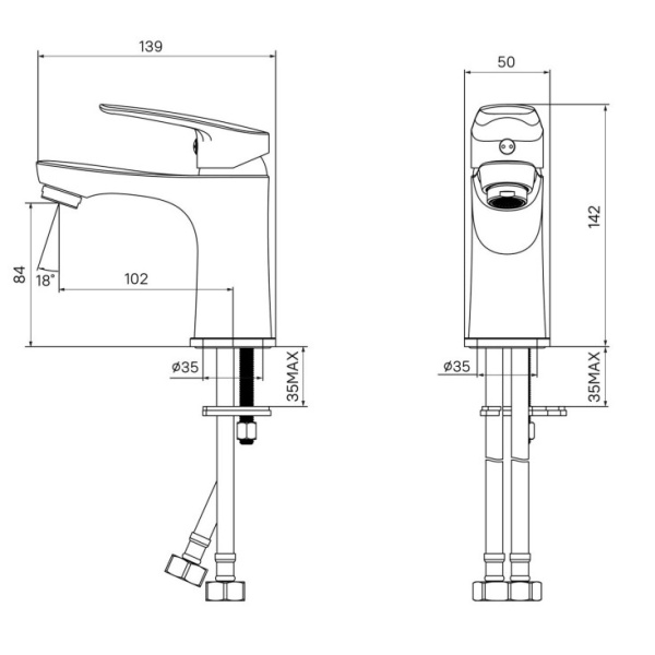 Смеситель для умывальника Milardo Horizont (HORSB00M01)