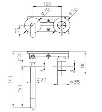 Смеситель для раковины Bossini Nobu INZ206.075 нержавеющая сталь матовая