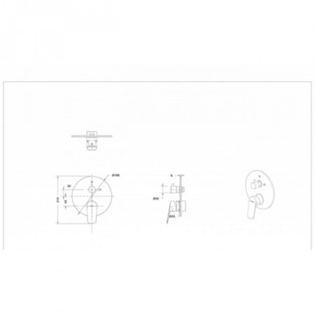 Смеситель для ванны встроенный Bravat Rhein PB8429564CP-2-ENG