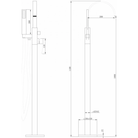 Смеситель ABBER Wasserfall AF8615SP напольный, сатин