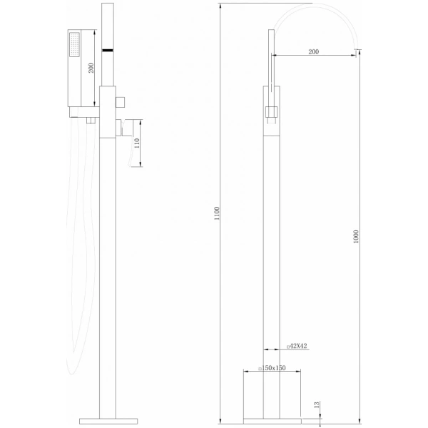 Смеситель ABBER Wasserfall AF8615SP напольный, сатин