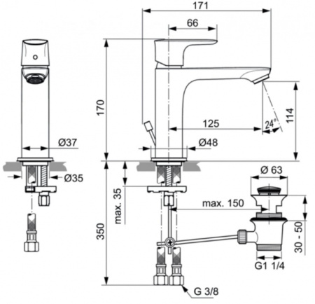 Смеситель для раковины Ideal Standard Connect Air A7012AA