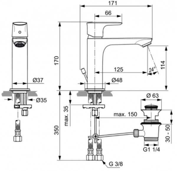 Смеситель для раковины Ideal Standard Connect Air A7012AA Смеситель для раковины Ideal Standard Connect Air A7012AA