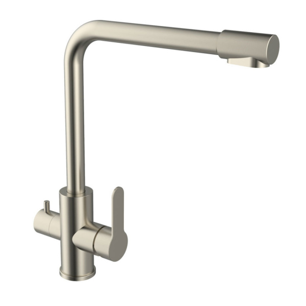 Смеситель для кухни однорычажный с каналом для питьевой воды Orange Steel M99-008ni  никель