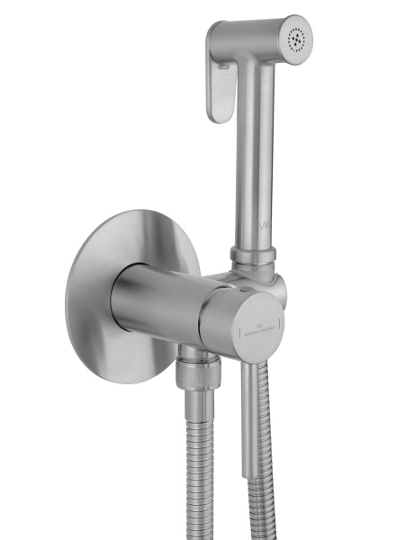 Смеситель с гигиеническим душем встраиваемый WONZON & WOGHAND STICK, брашированный никель WW-88829902-BN