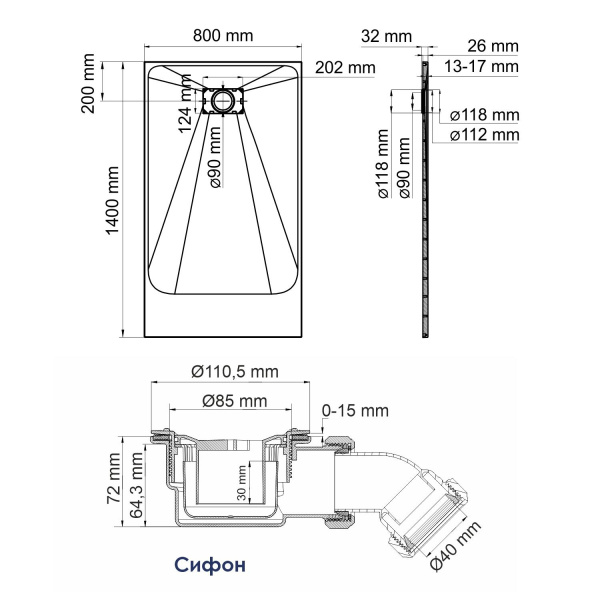 Душевой поддон WasserKraft Elbe 74T35