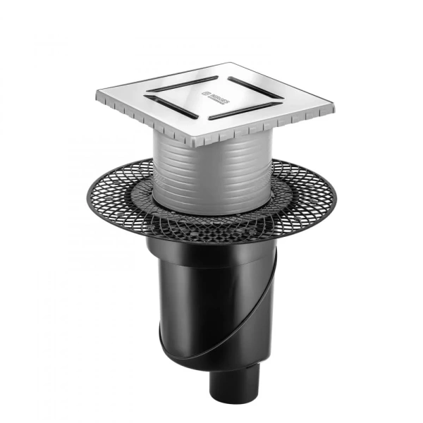 Душевой трап (15х15) Berges Wasserhaus Platz Norma 090059 матовый хром