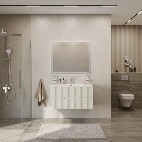 Тумба под раковину Cezares DUET-N-1000-2C-SO-AS-P Альпака брашированная