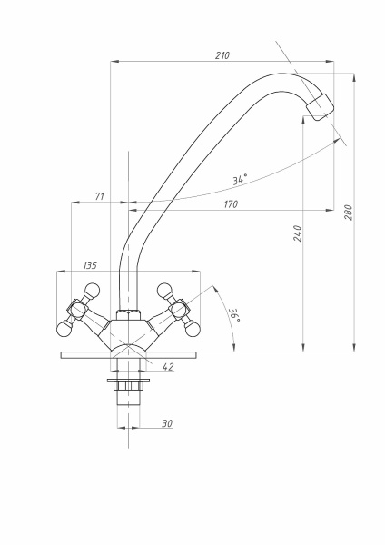 Смеситель для кухни ПСМ-Профсан  СТАНДАРТ-А PSM-127-89