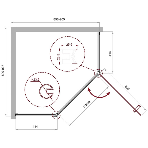Душевой уголок (90х90) BelBagno UNO-195-P-1-90-CH-CR шиншила