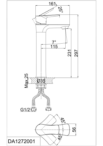 Смеситель для раковины высокий D&K Rhein Reisling (DA1272001)