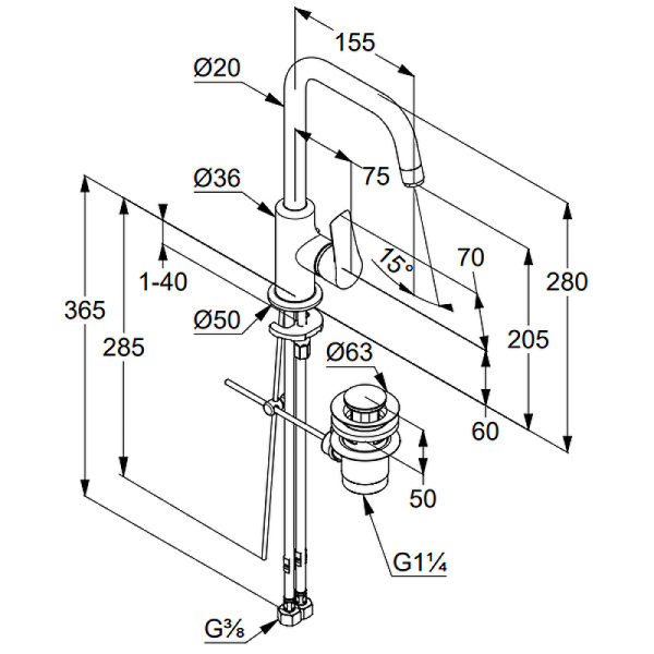 Смеситель для раковины Kludi Pure&Style 340250575