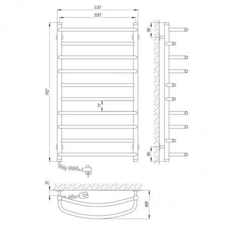 Полотенцесушитель (подкл. слева) Laris Евромикс П10 500х900 Э