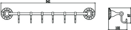 Планка с крючками 6 крючков Savol S-08976C
