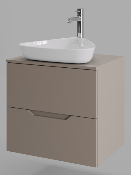 Тумба с раковиной подвесная 60 см, Orange Line Li-60TuLMDF+B07-500W латте/белый