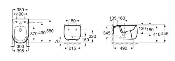 Биде подвесное Roca Beyond  3570B6640 оникс матовый