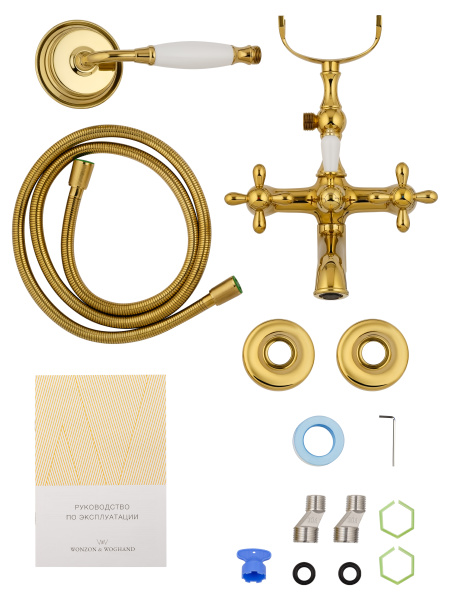 Смеситель для ванны с душем WONZON & WOGHAND RETRO, глянцевое золото WW-88639020-PG