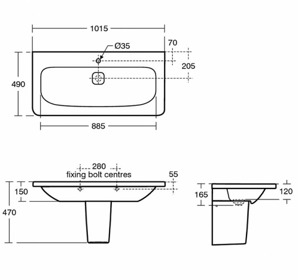 Раковина подвесная Ideal Standard Tonic II (100х49) K087201