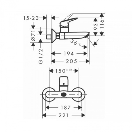 Смеситель для ванны Hansgrohe LOGIS 71225000