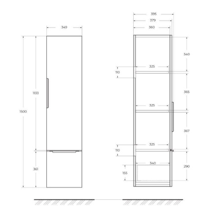 Пенал подвесной Cezares  Premium 55509 Plisse Grigio nuvola