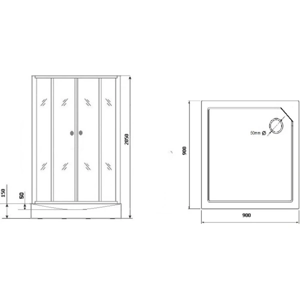 Душевая кабина (90х90) Grossman Classic GR271QL распашная, черный, прозрачный