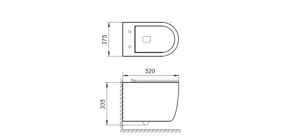 Унитаз подвесной безободковый Art&Max ELEGANT AM9316CHR (без сиденья)