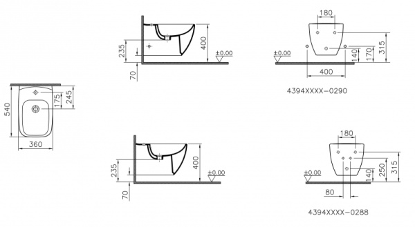 Биде подвесное Vitra Shift 4394B003-0290
