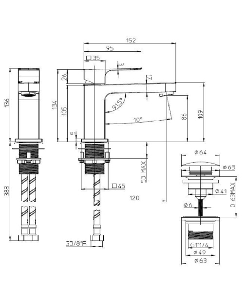 Смеситель для раковины Bossini Gillo Z00704.073 черный матовый