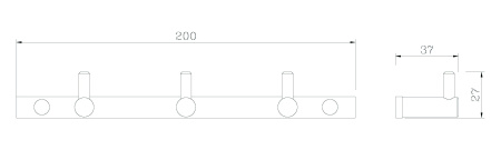 Планка настенная узкая 3 крючка RUSH Bianki BI76232