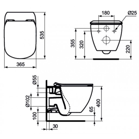 Комплект унитаз + инсталляция Ideal Standard Prosys Tesi AquaBlade T3868V1