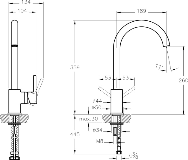 Смеситель для кухни Vitra Minimax S A4209136EXP матовый черный