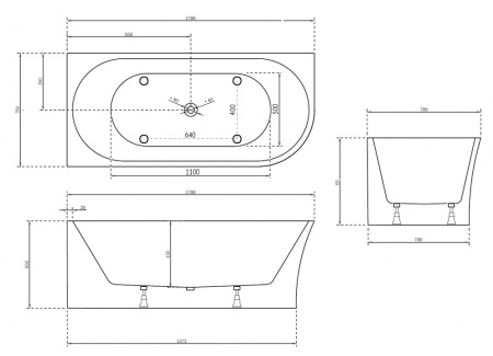 Акриловая ванна (170х78) ABBER AB9257-1.7 L без гидромассажа, белый