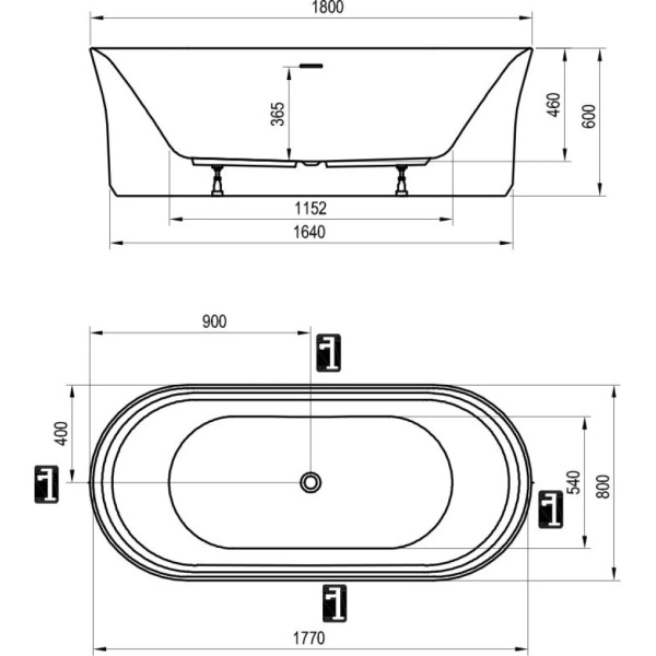 Акриловая ванна 180x80 см Ravak Ypsilon XC00100034 Акриловая ванна 180x80 см Ravak Ypsilon XC00100034