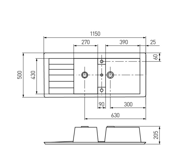 Кухонная мойка Aquaton Торина 1A712032TR250 серый шелк