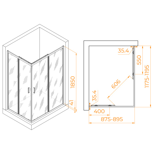 Душевой уголок (120х90) RGW Passage PA-146B 020814692-14 прозрачное