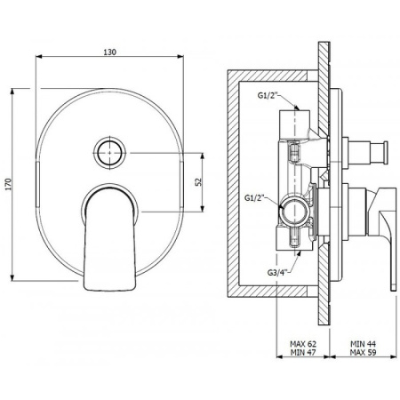 Смеситель для душа Cezares LAGOS-VDIM-NOP