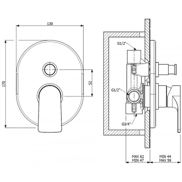 Смеситель для душа Cezares LAGOS-VDIM-NOP Смеситель для душа Cezares LAGOS-VDIM-NOP